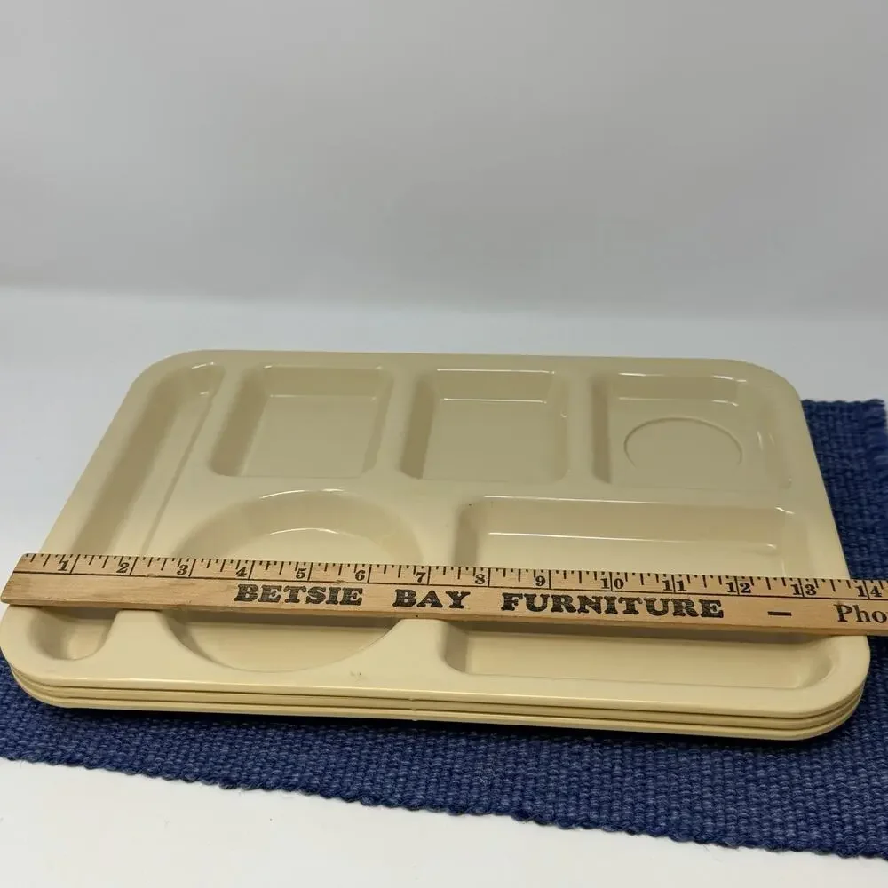 Vintage Plastic 6-Compartment Rectangle Cafeteria Tray Lunch Daycare Shelter